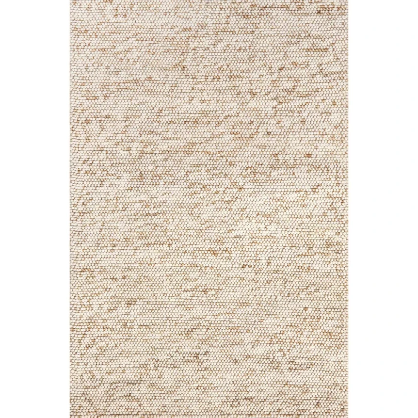 Neutral beige textured area rug with natural woven fibers and subtle striped pattern for modern home decor