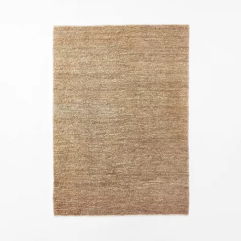 Davis Chunky Jute Rug in neutral beige tone with textured woven pattern on white background