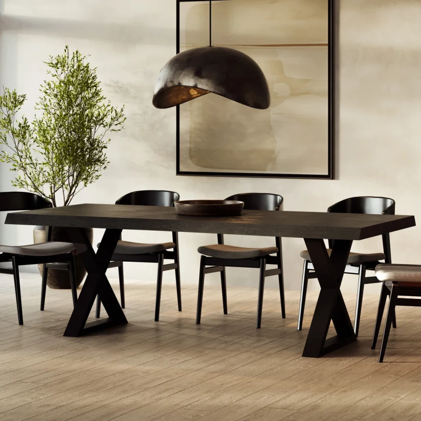 trestle dining table metal legs