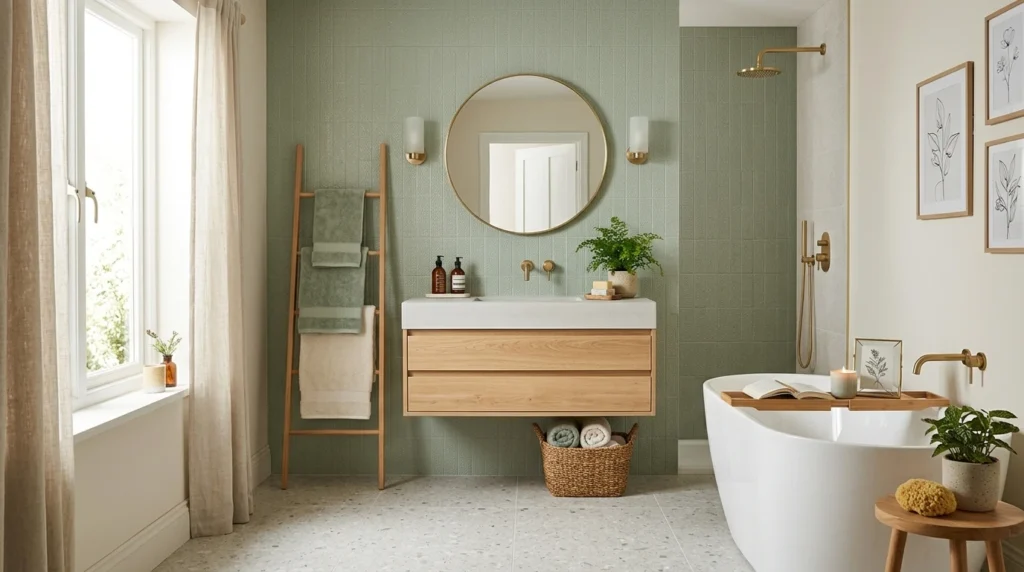 Modern Bathroom Green White Color Bathtub