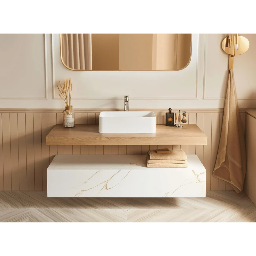 Modern Bathroom Vanity 2022 x 1422 Solid Surface Vessel Bathroom Sink Basin in Matte WhiteWooden Bathroom Vanity