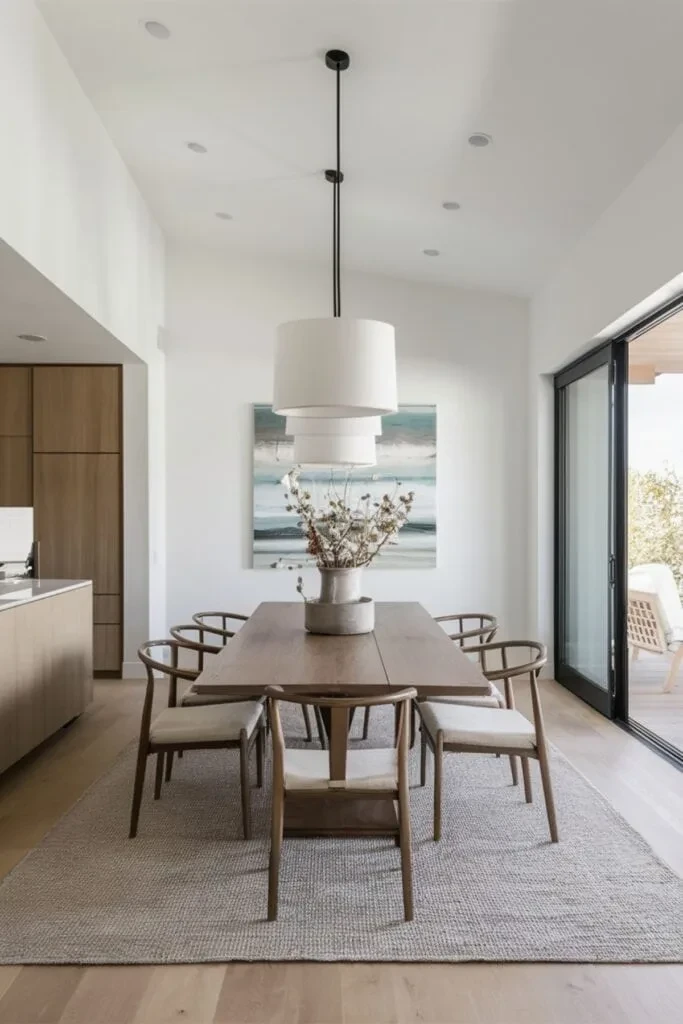 Modern California casual dining room with minimalist decor