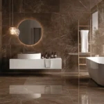 Modern Rectangular Brown Porcelain Bathroom Tile Design India