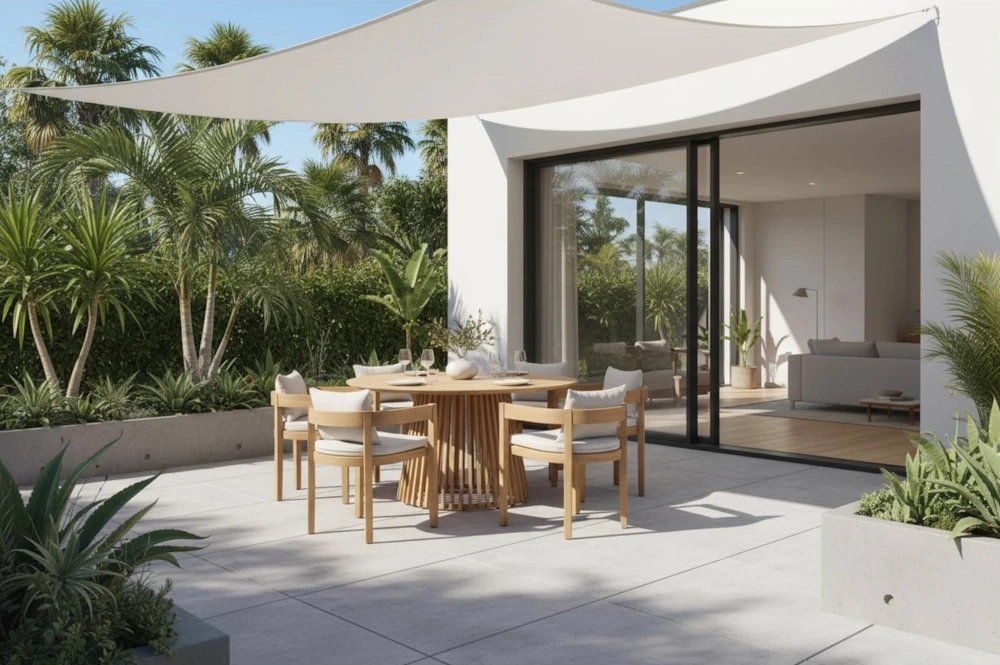 Modern patio with outdoor furniture