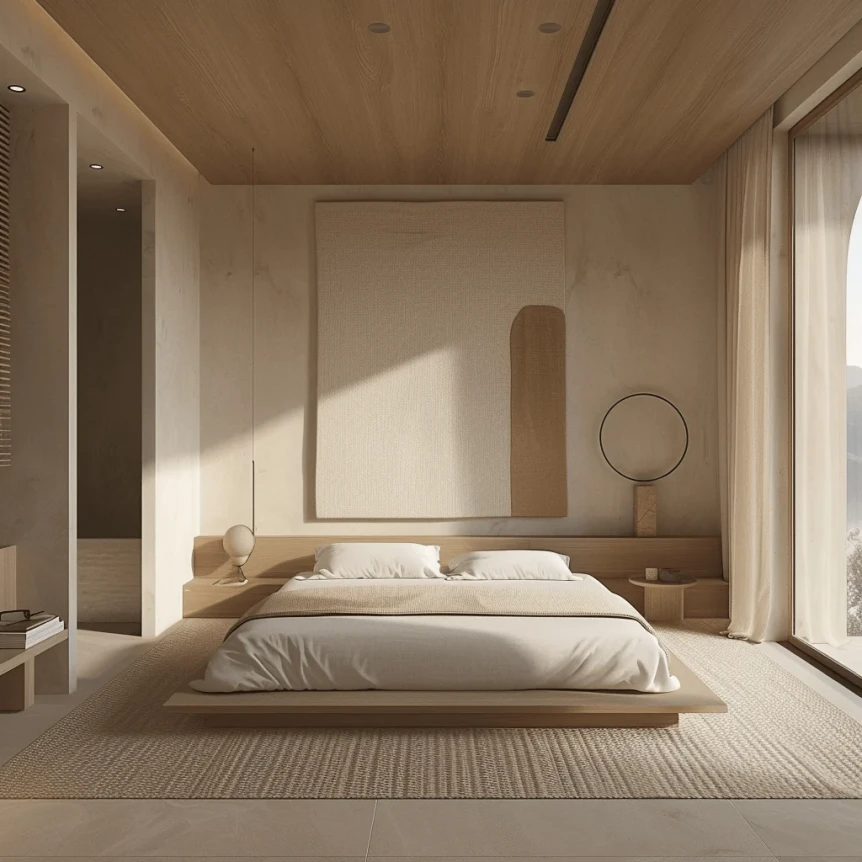 A minimalist bedroom showcasing the power of simplicity in creating a calm and inviting atmosphere by focusing on clean lines uncluttered surfaces and a sense of visual harmony1