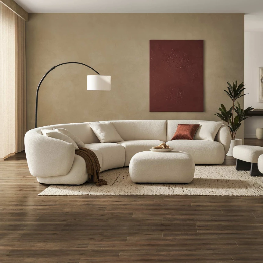 Auburn Performance Fabric Curve L Shape Sectional Sofa image 0