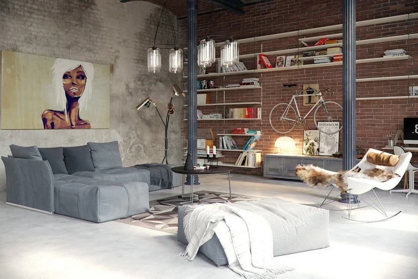 Industrial Loft Modern Pendant Lighting Rendering 4