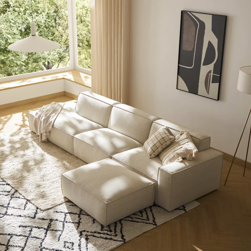 Jonathan Extended Side Left Chaise Sofa Creamy White Square Set 4 1682222632