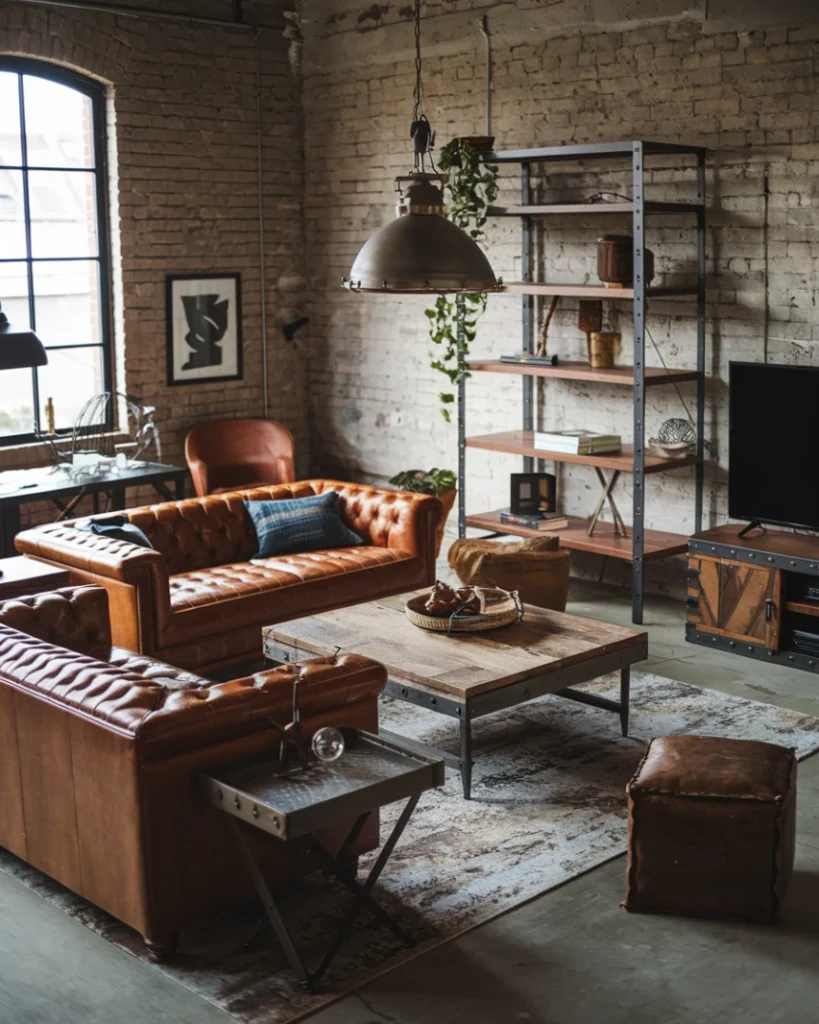 Timeless Rustic Industrial Lounge for the Distinguished Gentleman