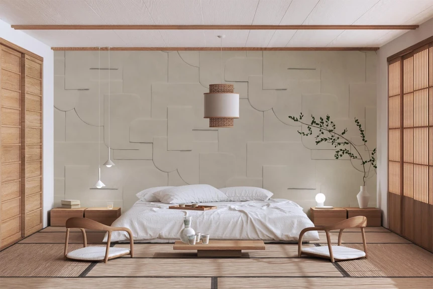 Elements of japandi style bedroom 1