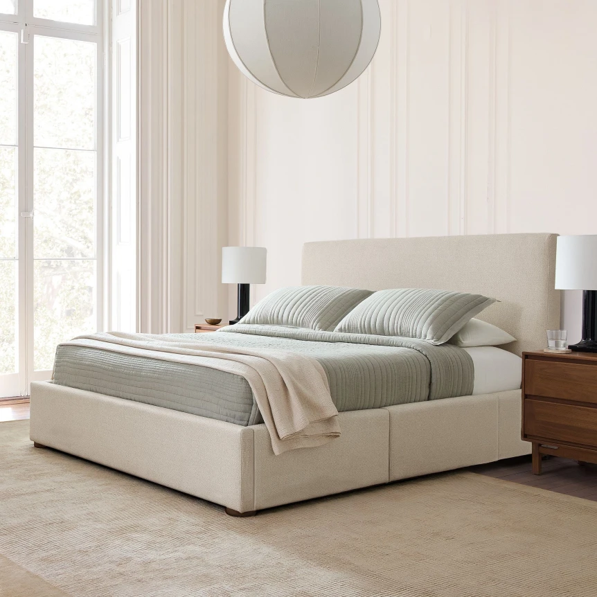 Emmett nontufted side storage bed wood legs 6 xl