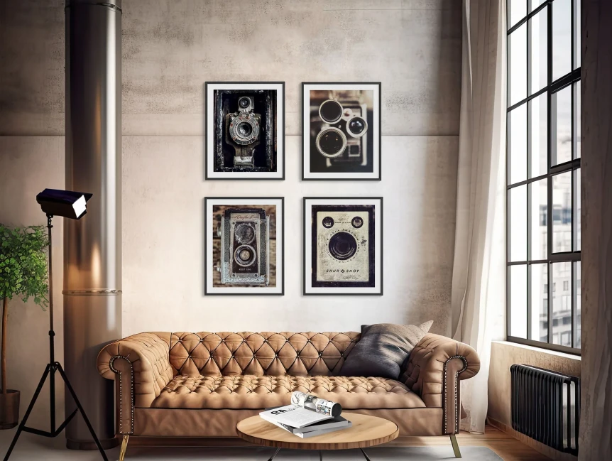 Farmhouse and rustic decor vintage cameras art prints set of 4 lisa russo fine art 41083407433975