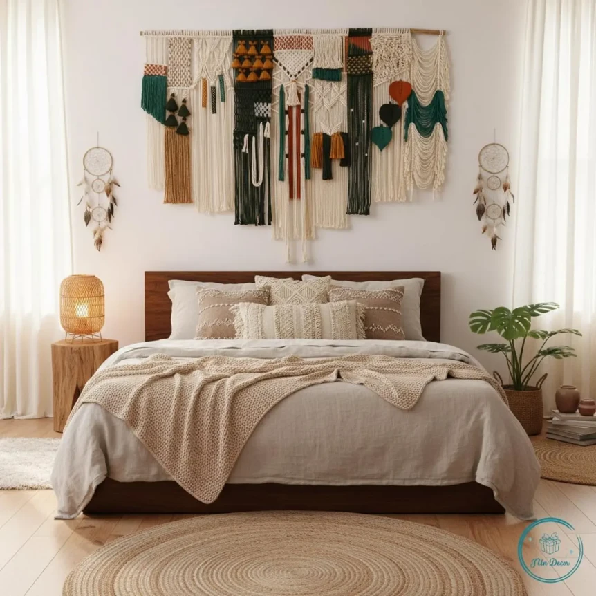 large macrame above a bed