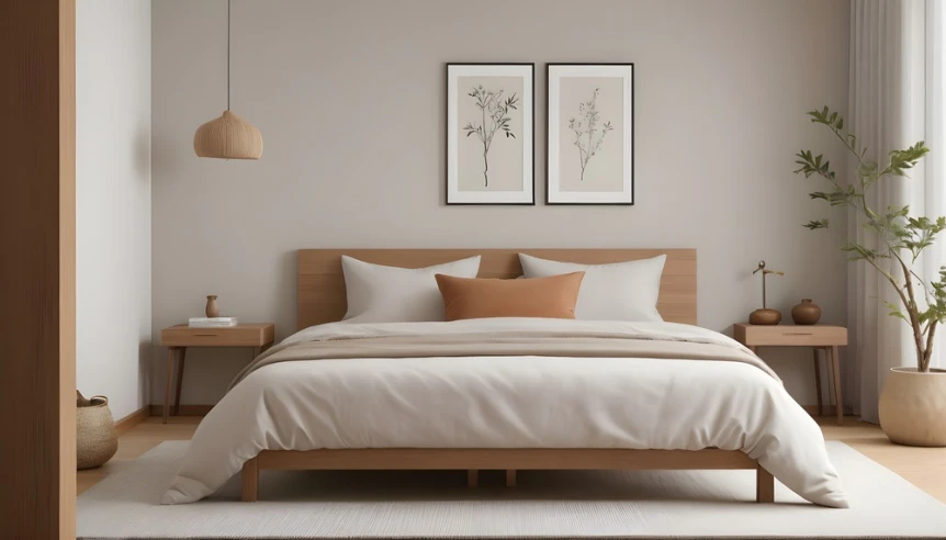 Japandi bedroom colors light gray