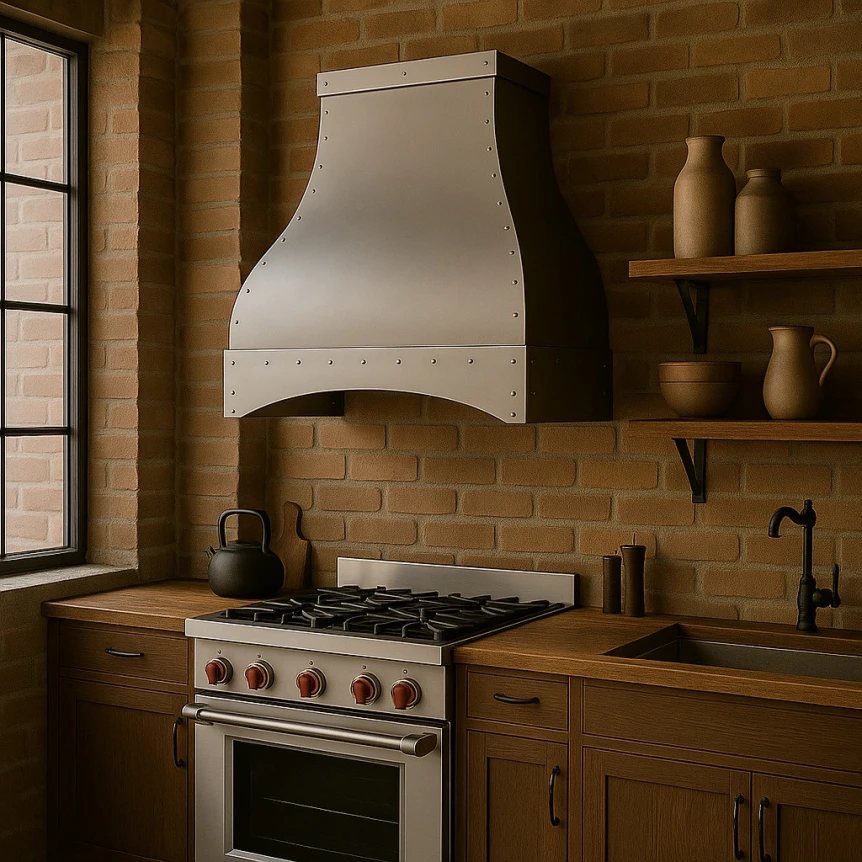 Transitional industrial zinc range hood 30 inch kitchen 89218.1758652537