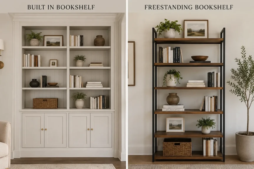 Built in X freestanding bookshelves