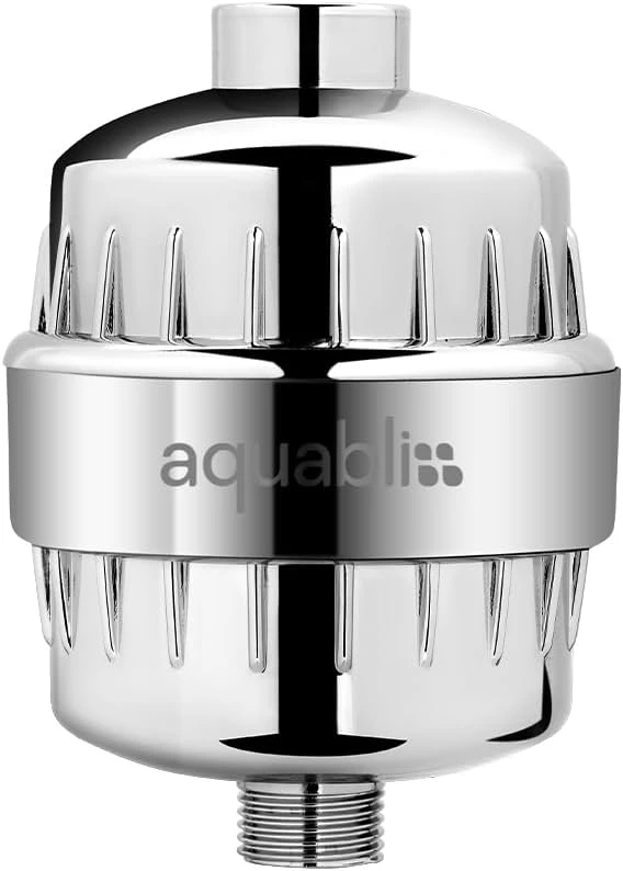 Chrome shower filter with multi-stage filtration system for removing chlorine and impurities from water