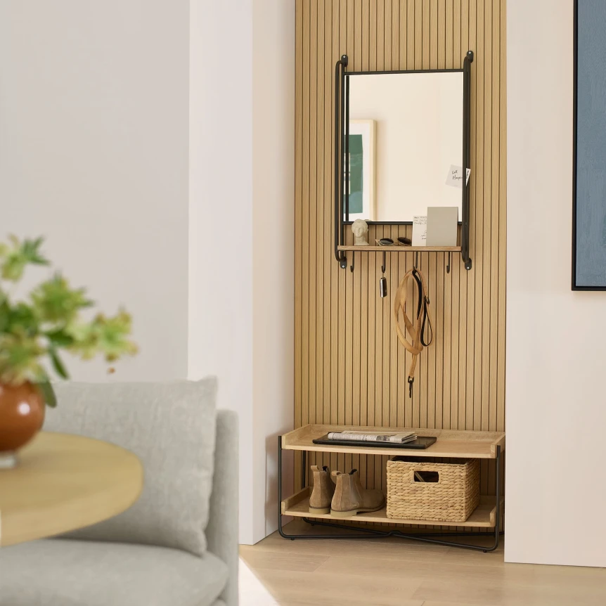 Willow modular mirror shelf w hooks xl