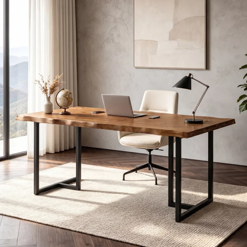 63 HomeOfficeDeskSolidWoodWritingDeskwithLive Edge 1